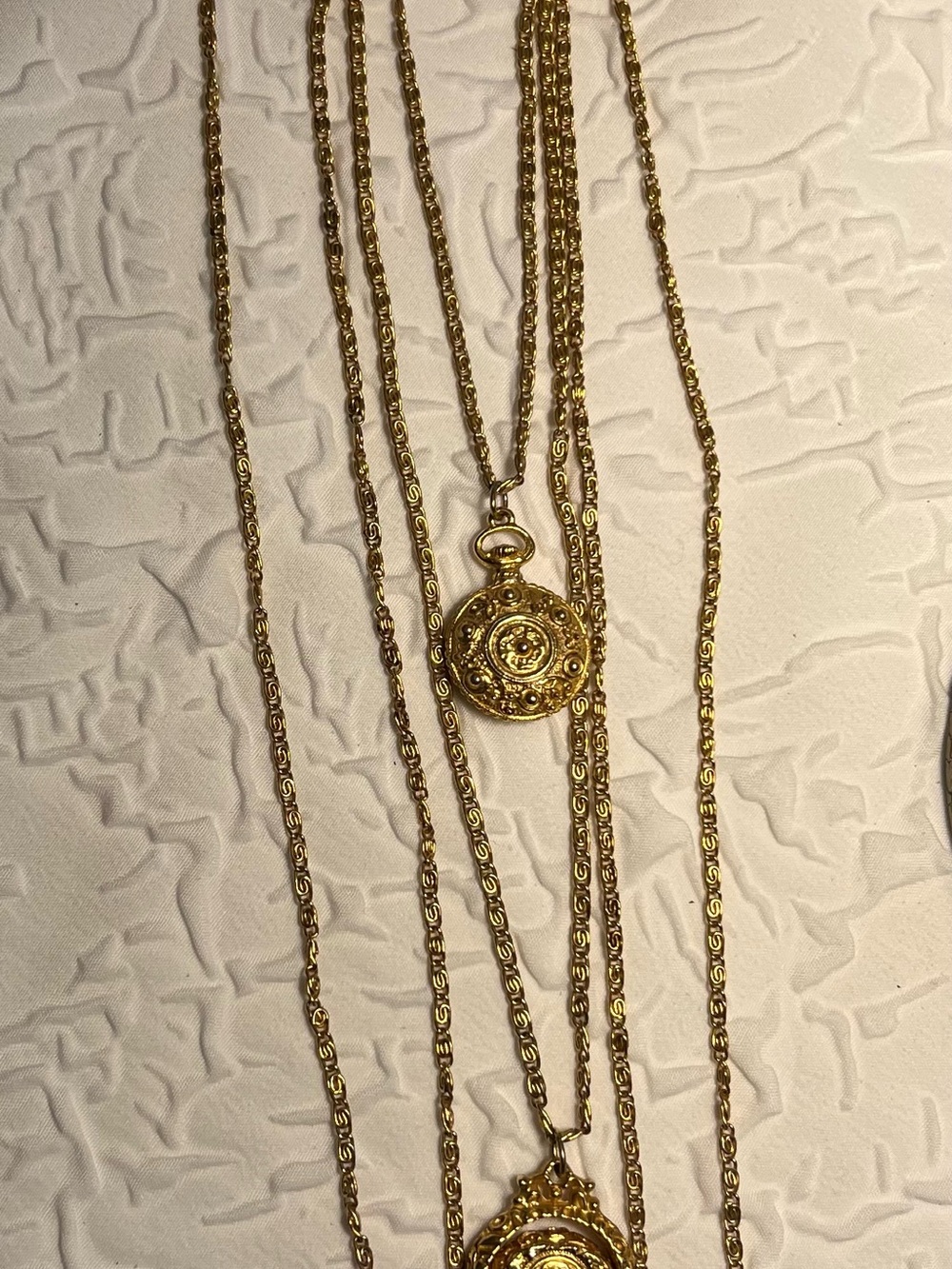Vintage Signed Goldette 4 Strand Pendant Necklace